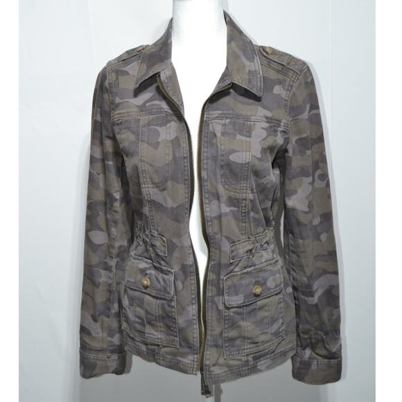 Express Woman's Full Zip Camo Military Utility Jacket Size XS - Picture 7 of 9